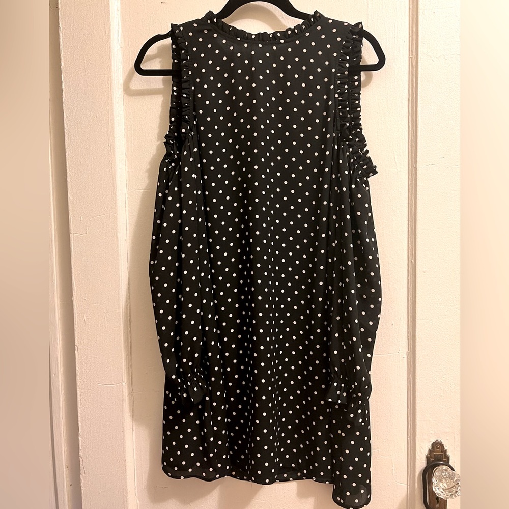Zara basic woman navy blue polka dot dress